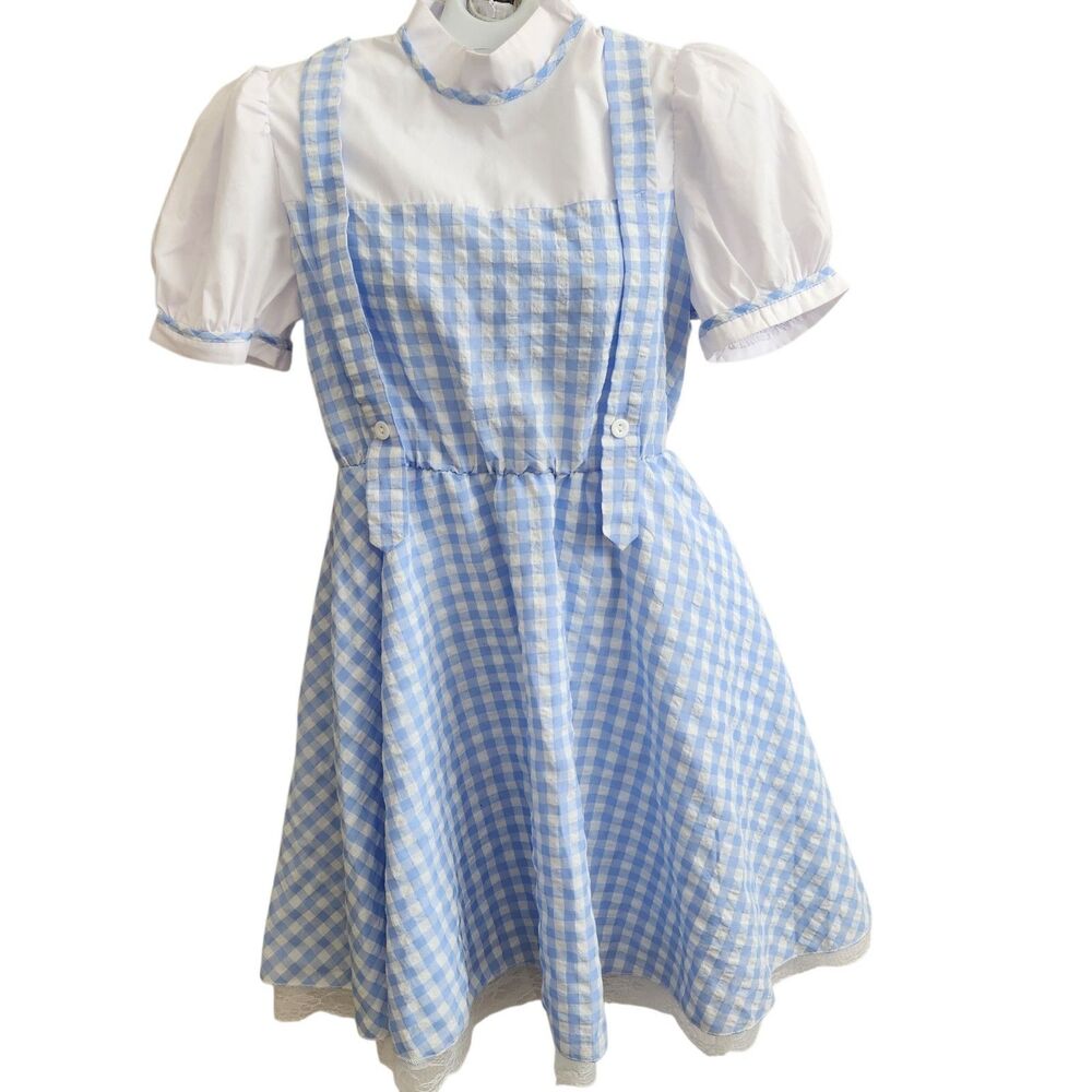 Dorothy Costume Dress S Blue White Gingham Wizard Of Oz Cosplay Halloween Stage